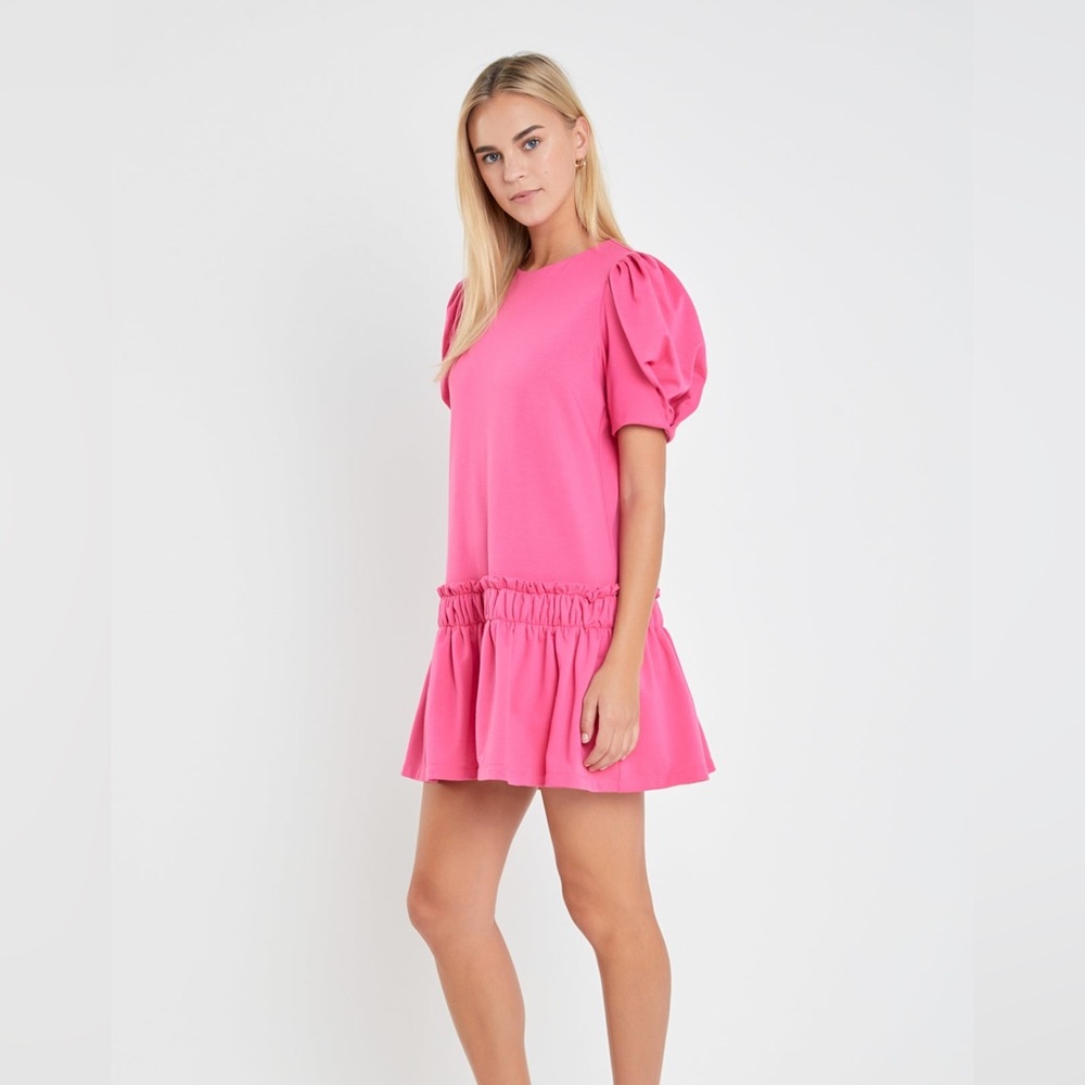 English Factory Puff Sleeve Peplum Mini Dress Size M
